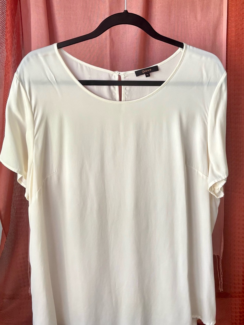 Quince Cream Short Sleeve Scoop Neck Top XL in Very Good Condition